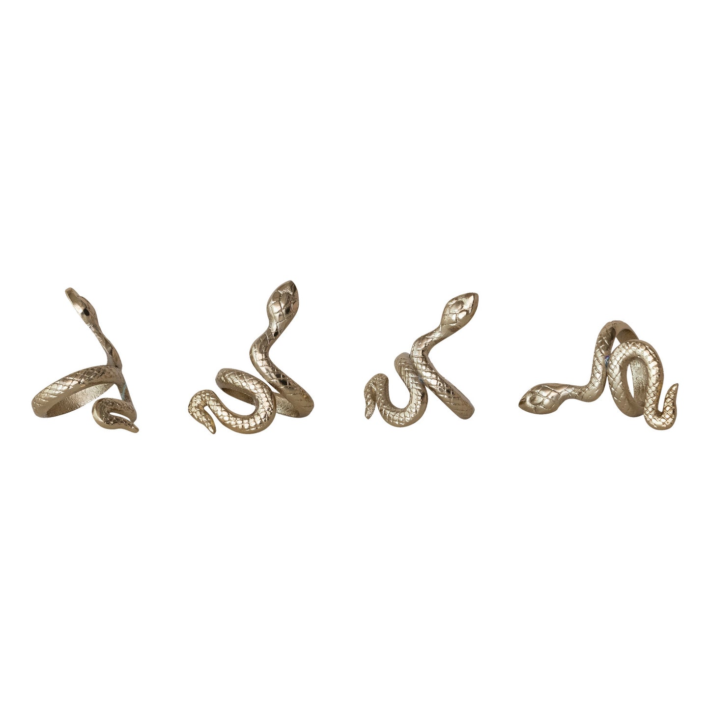 Napkin Rings Snake Cast Aluminum Gold Finish Set of 4