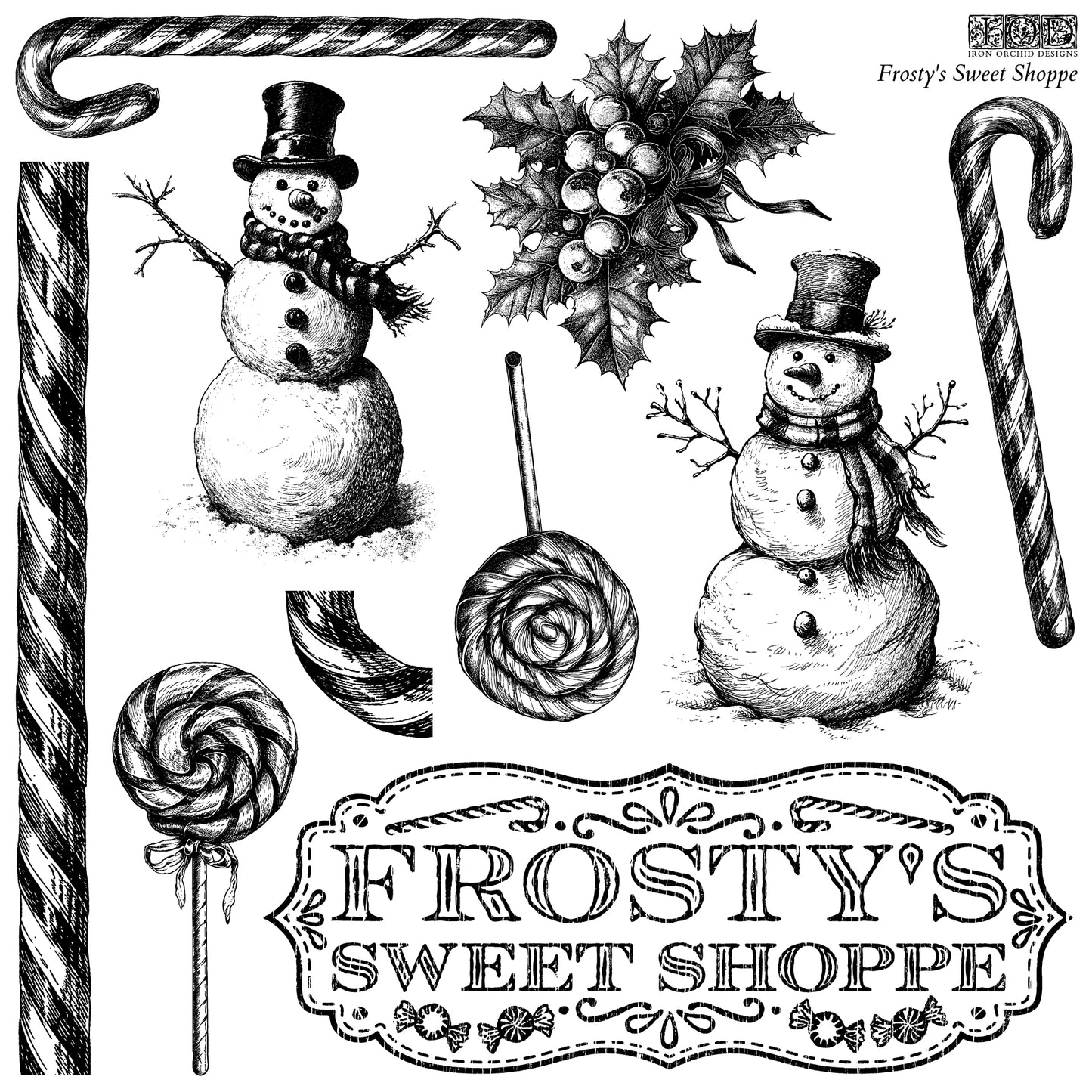 IOD Transfer Candy Cane Cottage 8x12