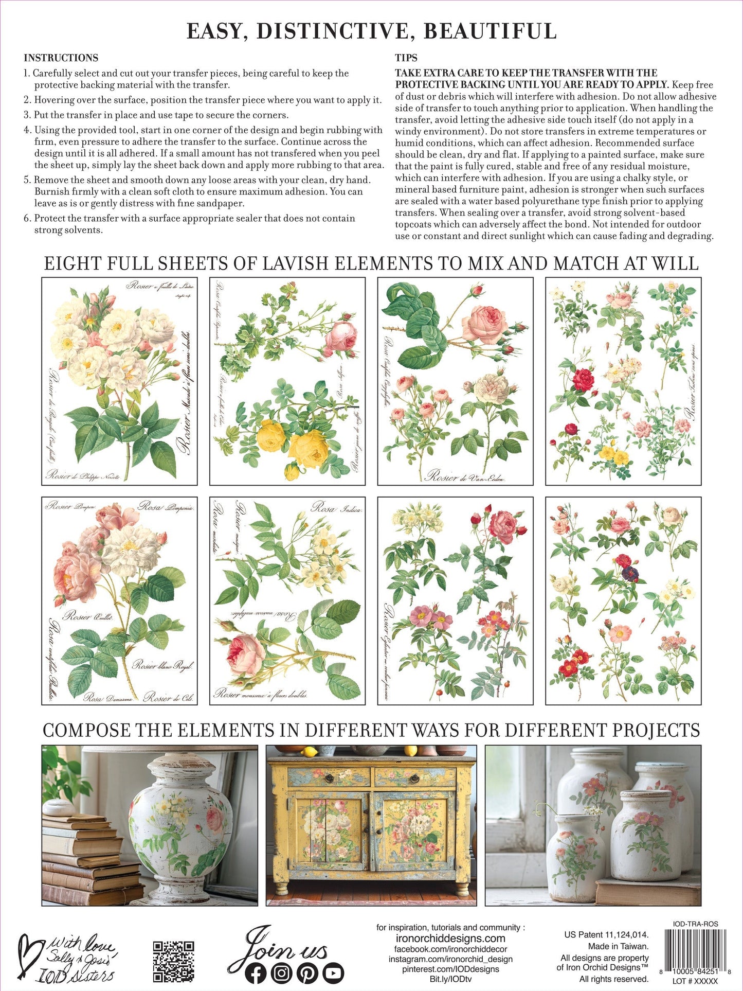 IOD Transfer Rose Botanical 12x16