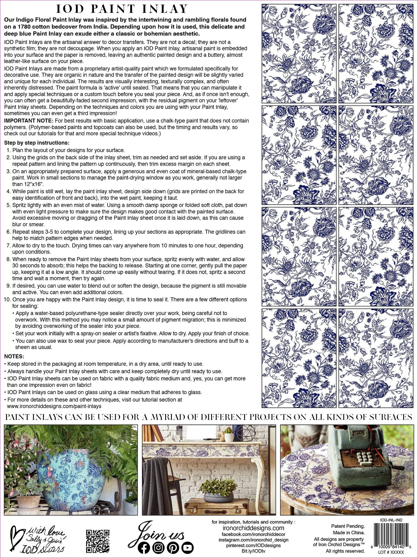 Paint Inlay Indigo Floral