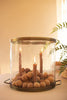 Glass Cylinder w/Antique Brass Taper Candle