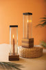 Square Glass and Wood Taper Candle Holder SM