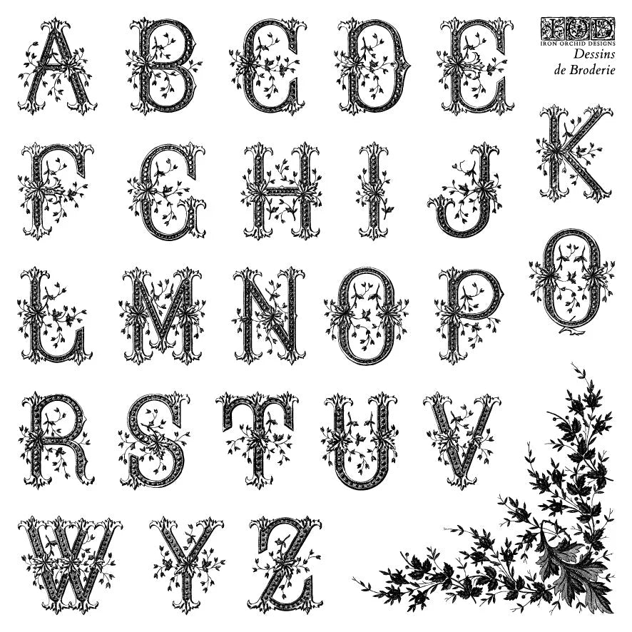 IOD Stamp 6x6 Dessins de Broderie