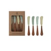 Canape Knives Enameled SS w Wood Handles