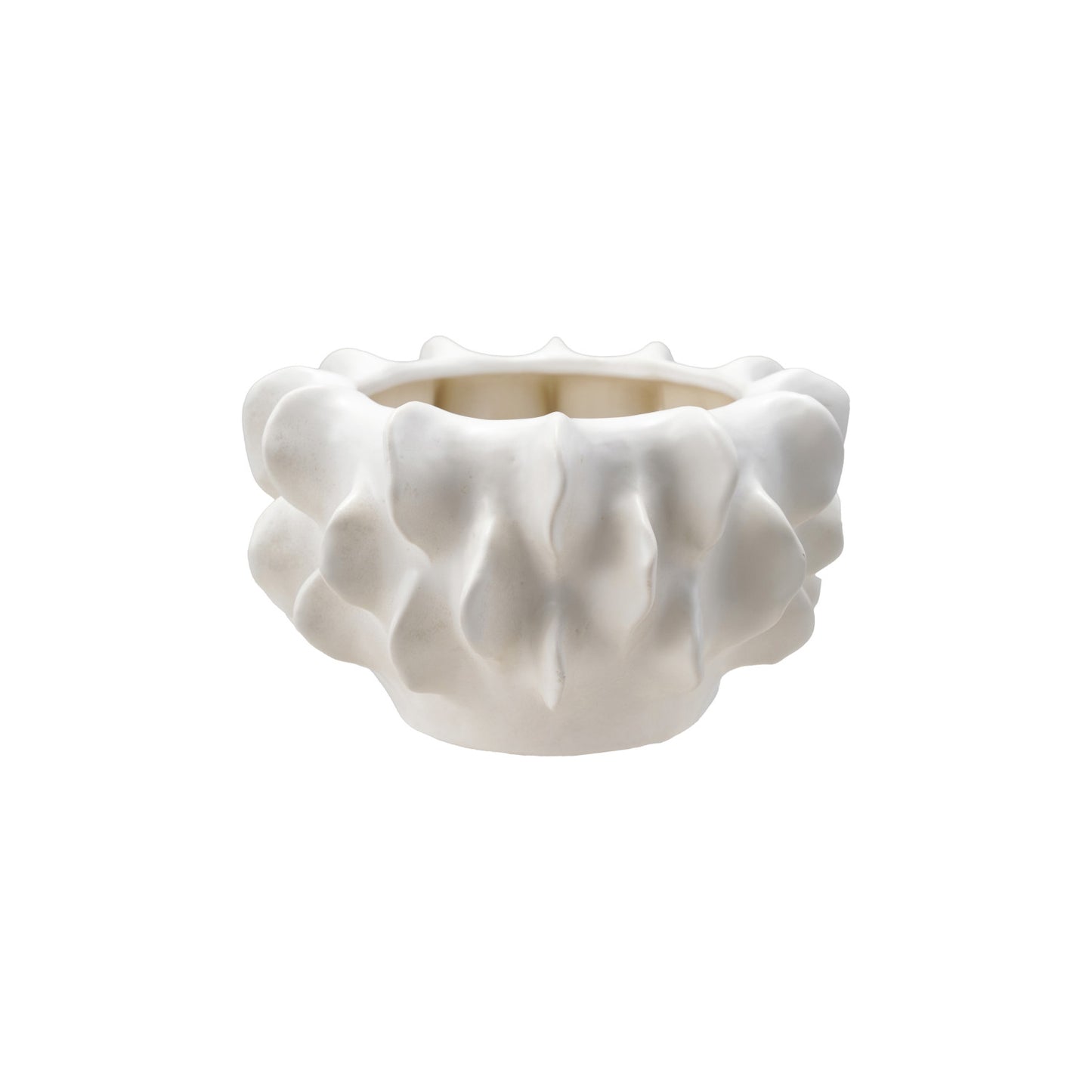 Planter Stoneware Sculptural Matte White for 7in Pot