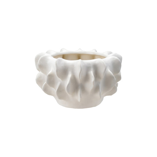 Planter Stoneware Sculptural Matte White for 7in Pot