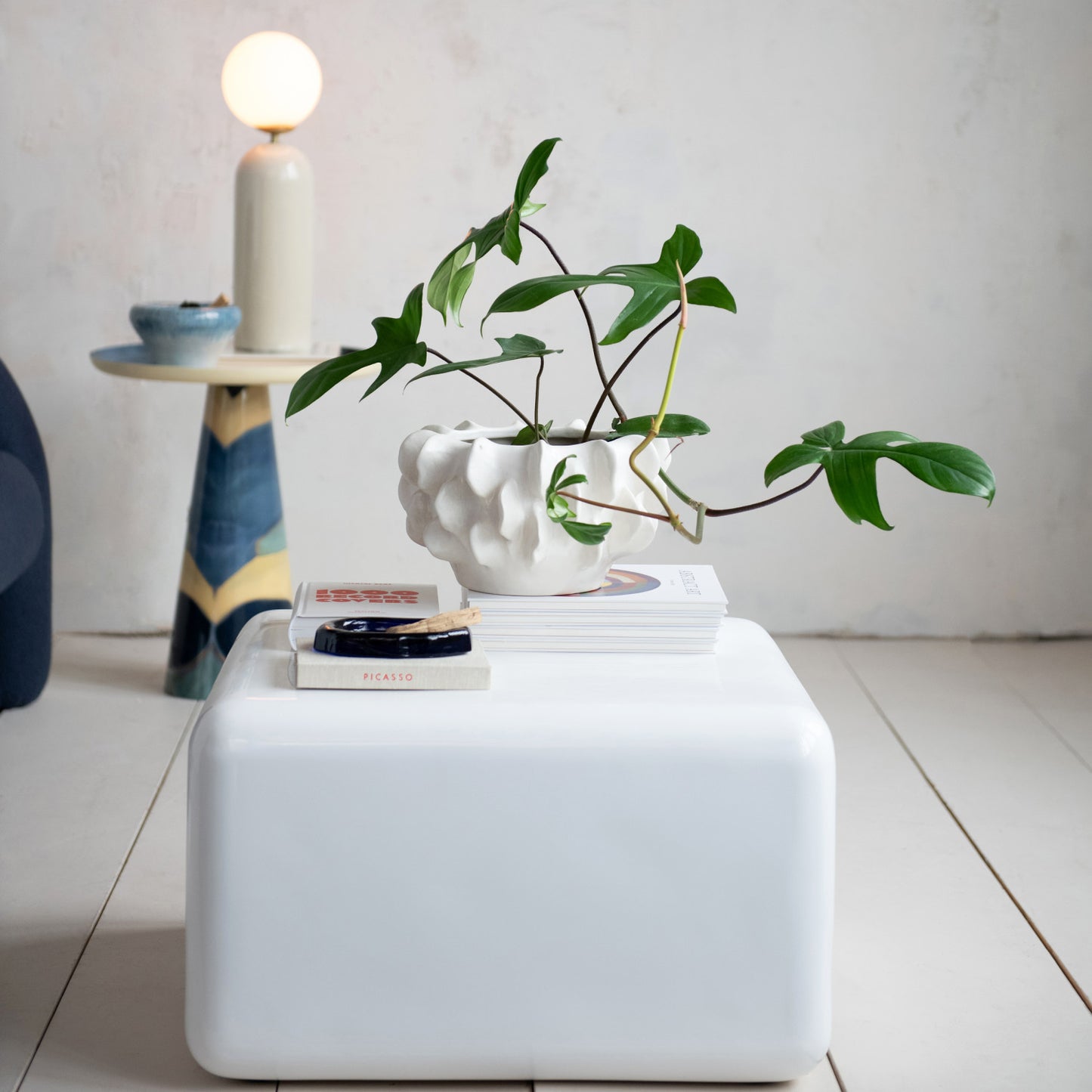 Planter Stoneware Sculptural Matte White for 7in Pot