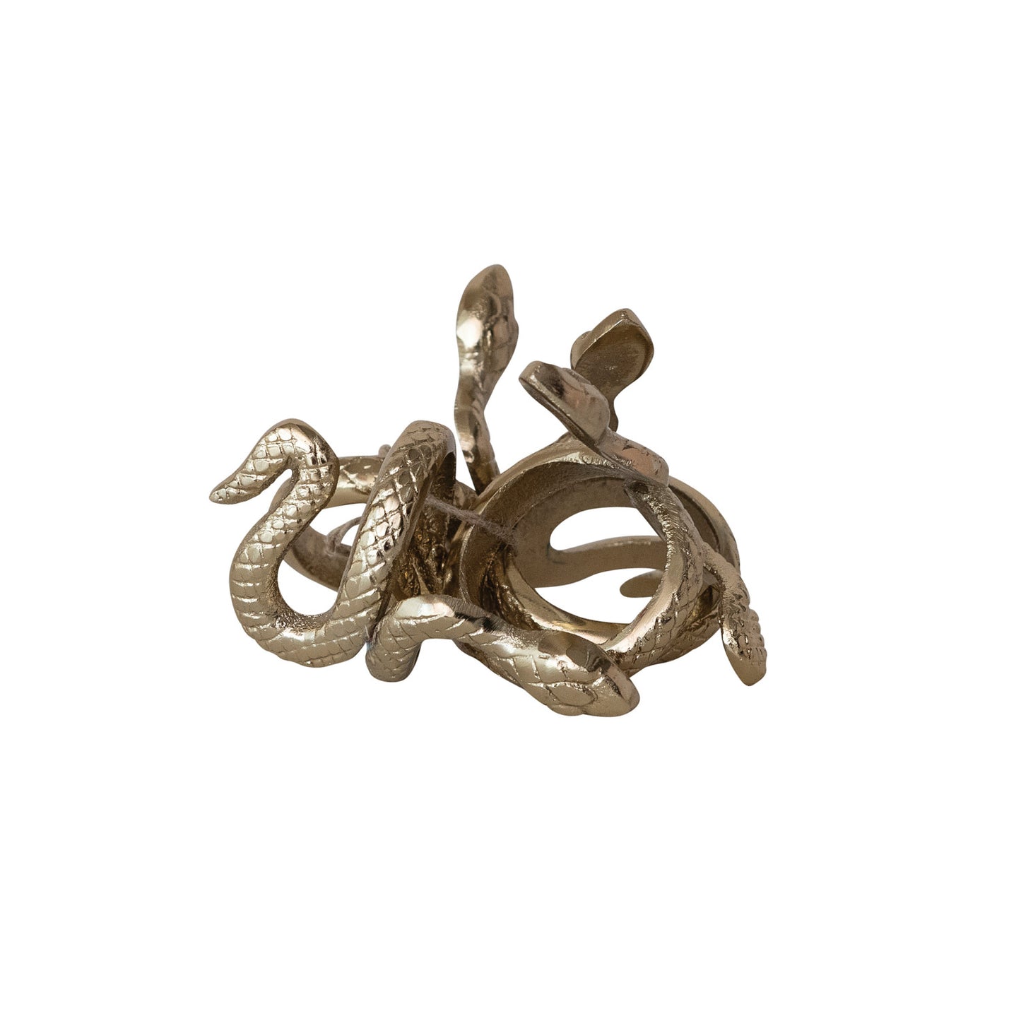 Napkin Rings Snake Cast Aluminum Gold Finish Set of 4