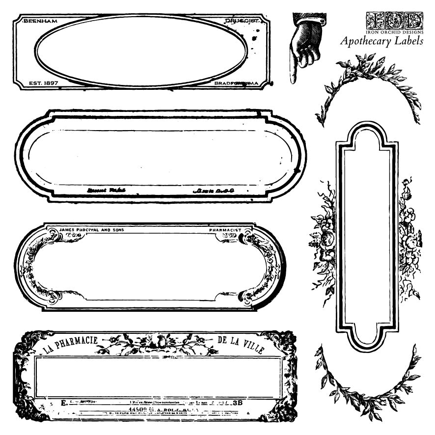 IOD Stamp 6x6 Apothecary Labels