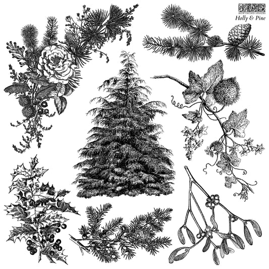 IOD Stamp 12x12 Holly & Pine