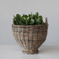 Basket Hand-Woven Rattan Footed w/Handles Natural