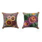 Pillow 18in Square Cotton Tufted Floral w/Pom Poms