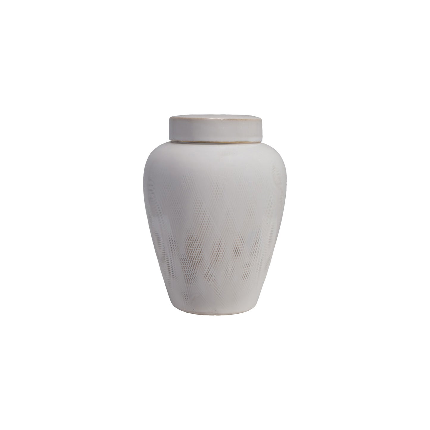 Ginger Jar w/Lid Decorative Debossed Stoneware