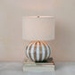 Lamp Mango Wood & Inlaid Resin Striped w/ Cotton Blend Shade Natural