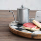 Lazy Susan Mango Wood & Marble Check White Black & Natural