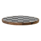 Lazy Susan Mango Wood & Marble Check White Black & Natural