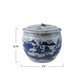 Ginger Jar Hand-Painted Stoneware Vintage Reproduction w/ Landscape & Brass Ring