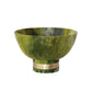 Bowl Footed Green Marbled w/Gold Finish Metal Wrap