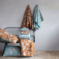 Throw 60inL x 50inW Cotton Voile w/Florals & Hand-Embroidered Kantha Stitch
