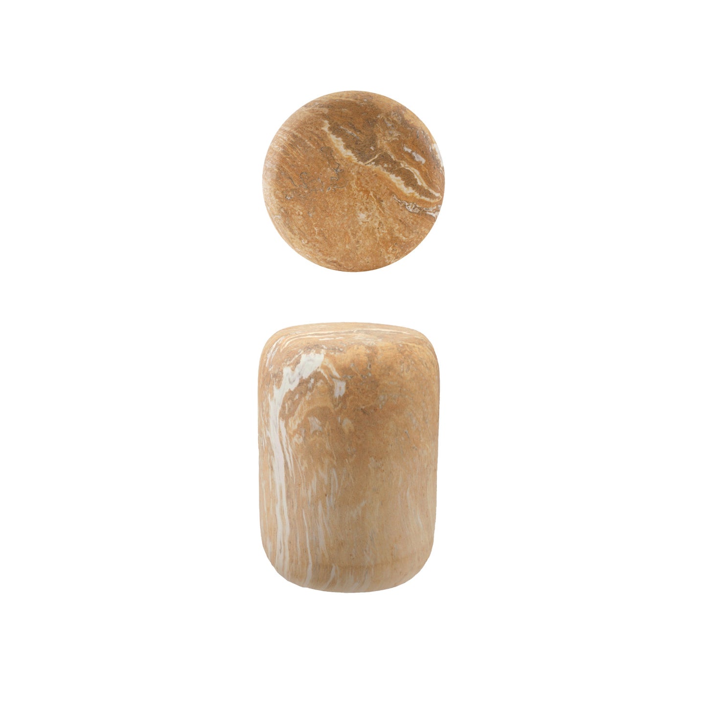 Table/Stool Stoneware Travertine Finish Brown