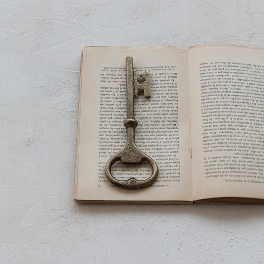 Bottle Opener Key Cast Iron Antique Brass