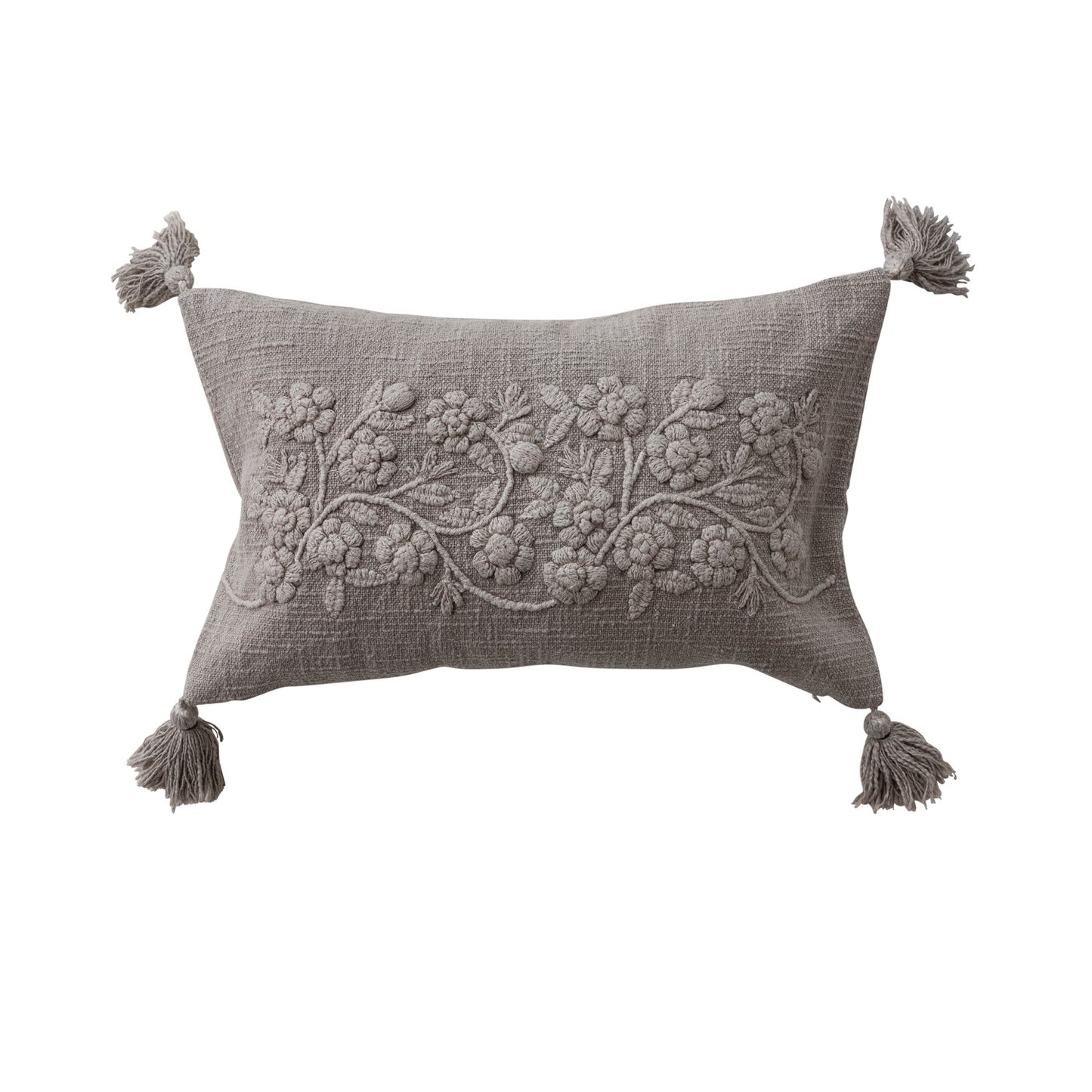 Pillow Stonewashed Cotton Slub w/Embroidered Flowers