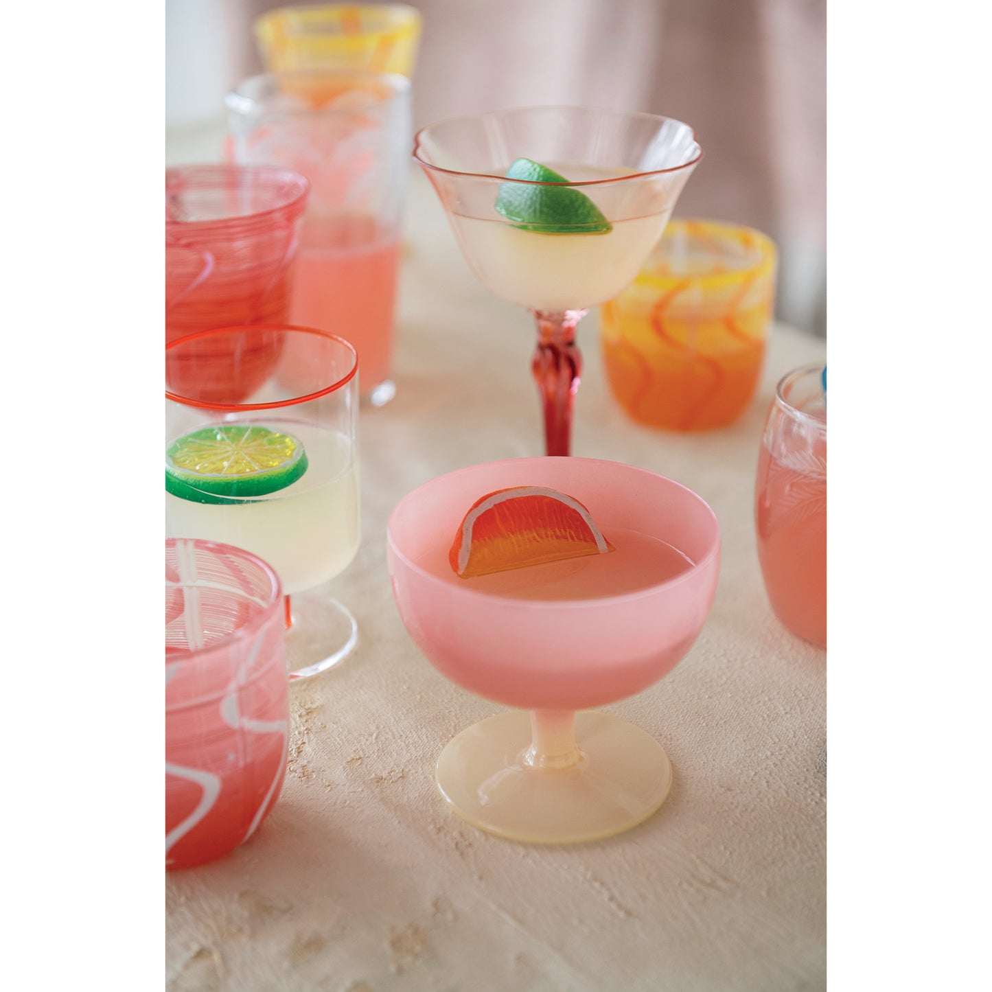 Wine Glass 14oz Two-Tone Stemmed Pink & Cream