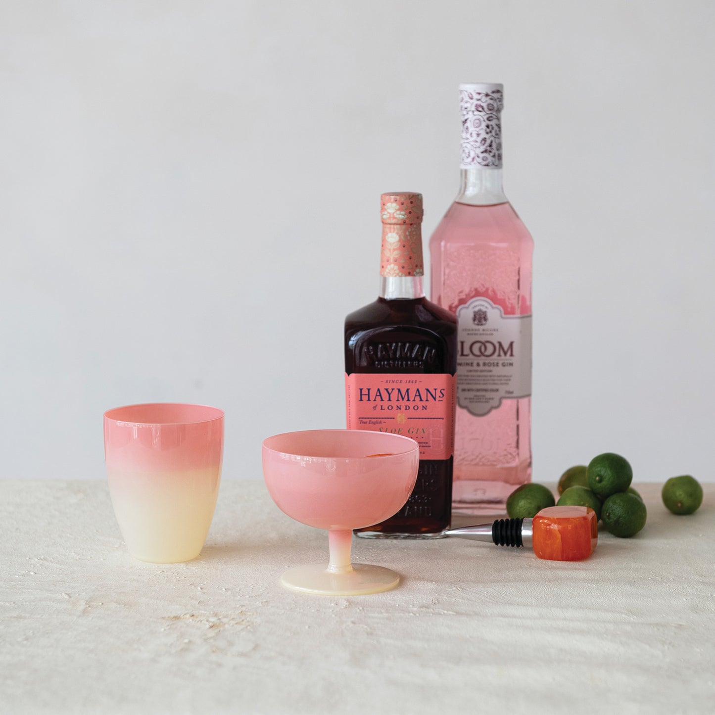 Wine Glass 14oz Two-Tone Stemmed Pink & Cream