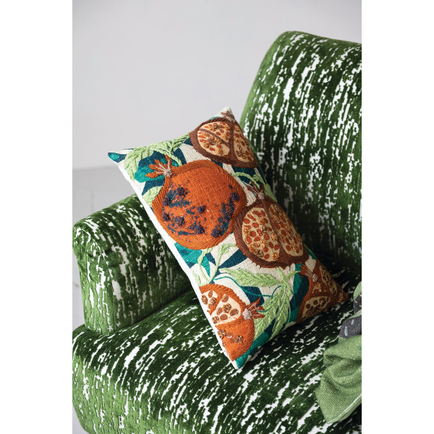 Pillow Pomegranates, Embroidery Slub