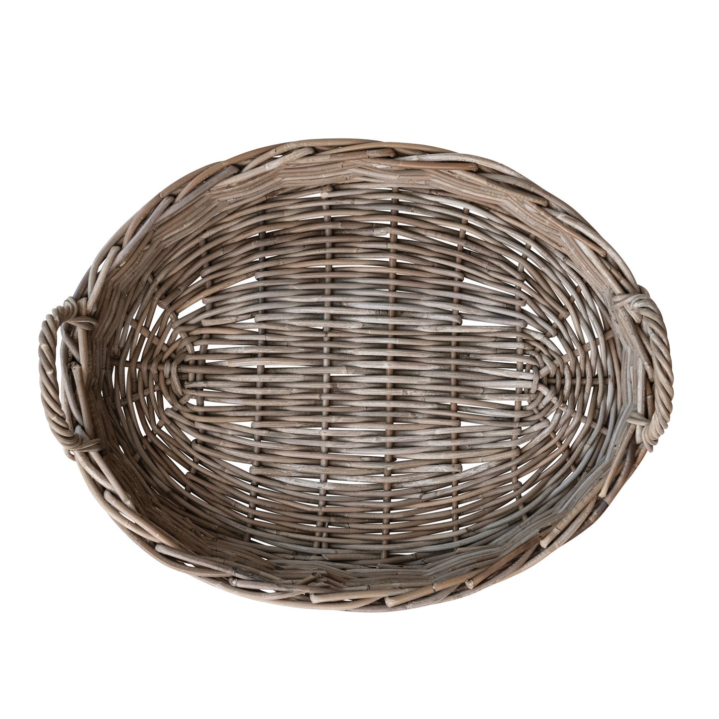 Tray Hand-Woven Rattan w/Handles Grey Washed