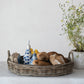 Tray Hand-Woven Rattan w/Handles Grey Washed
