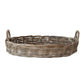 Tray Hand-Woven Rattan w/Handles Grey Washed
