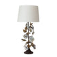 Lamp Metal Vintage Reproduction Toleware Flowers w/Linen Shade & Inline Switch