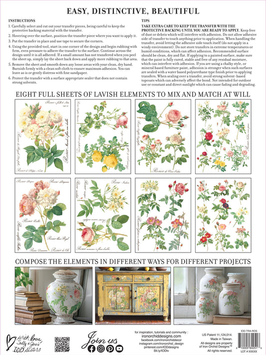 IOD Transfer Rose Botanical 12x16