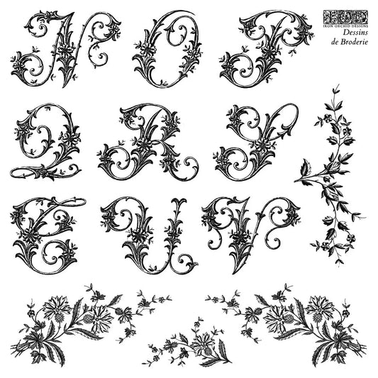 IOD Stamp 6x6 Dessins de Broderie