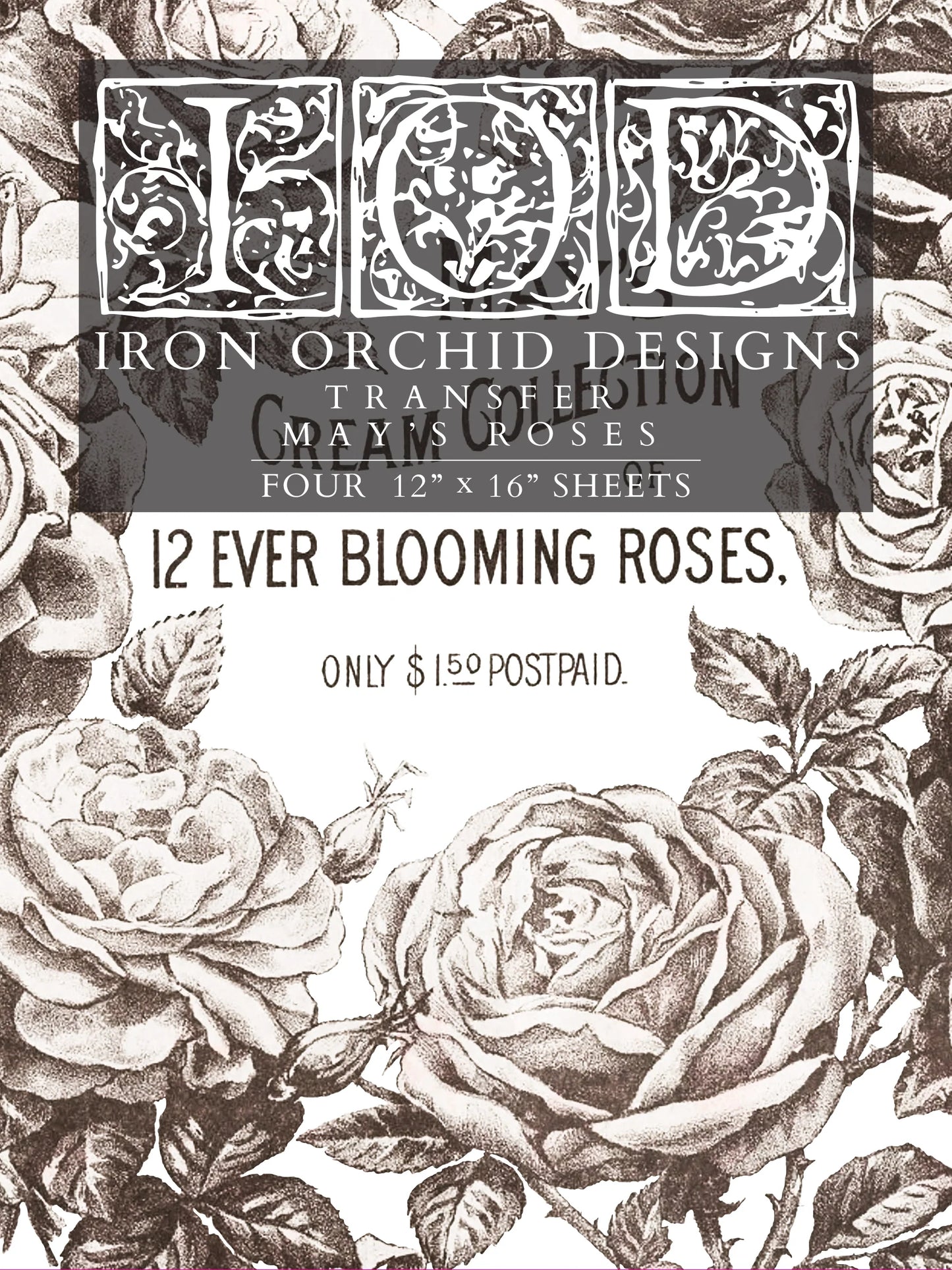 IOD Transfer May's Roses 12x16