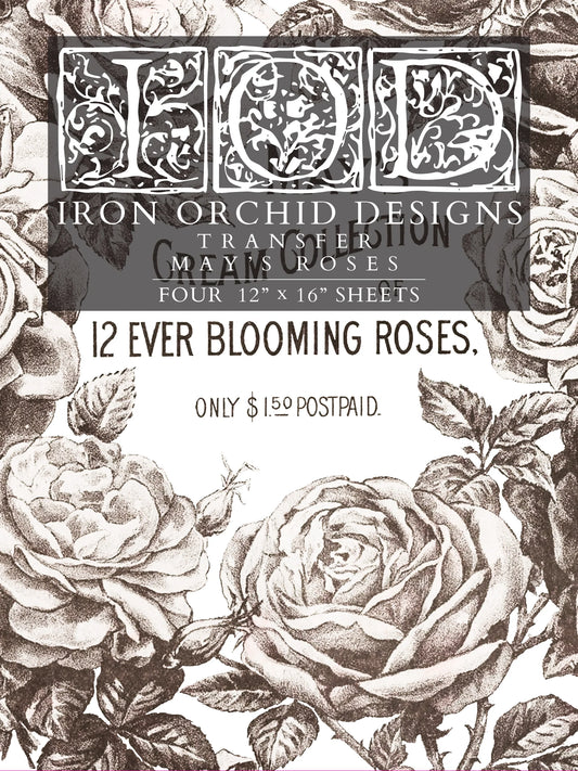 IOD Transfer May's Roses 12x16