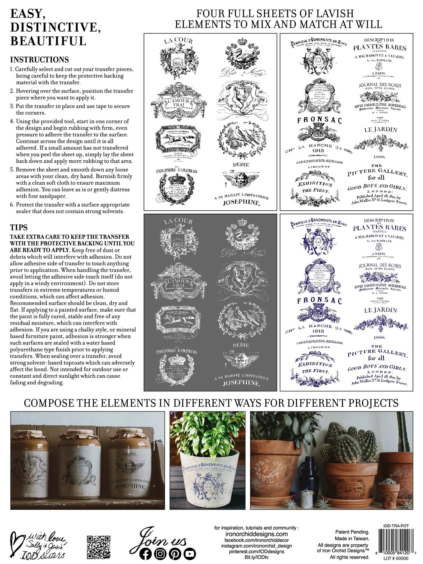 IOD Transfer Traditional Pots 12x16