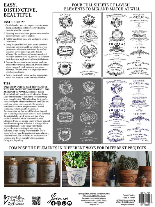 IOD Transfer Traditional Pots 12x16